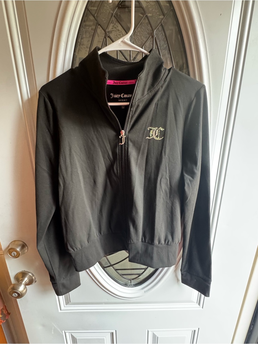 Juicy Couture Sport Black Rhinestone Track Jacket Full Zip Medium